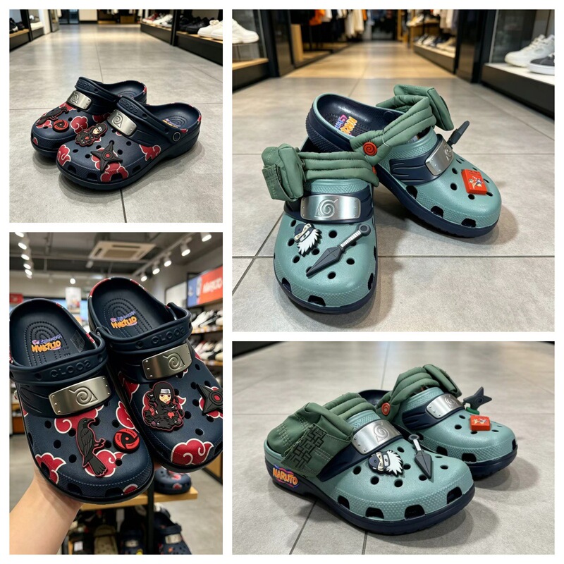 Cros New Naruto Collaboration Clogs Outdoor Non-Slip Breathable Beach Shoes Casual Trendy Closed-Toe Sandals Available for Wholesale