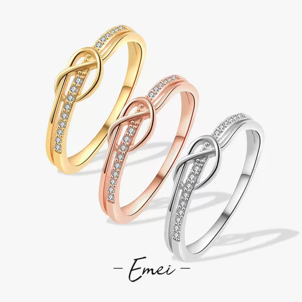 Cross-Border Hot-Selling New Product Knotted Double-Layer Love Ring Korean Style Personalized Diamond-Encrusted Temperament Knotted Hand Ornaments European and American Light Luxury