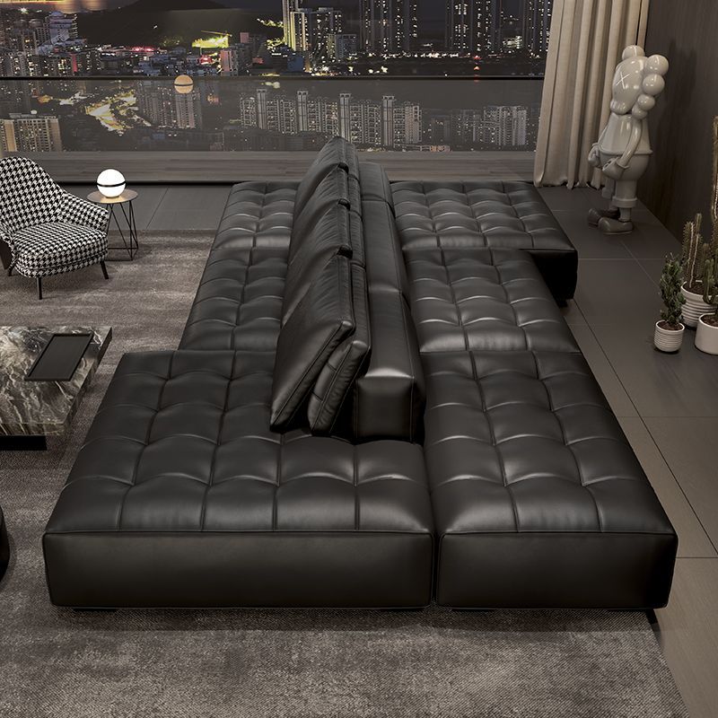 Lawrence Minimalist Sofa Genuine Leather Italian Leather Sofa Italian Cowhide High-End Villa Living Room Double-Sided Straight Row