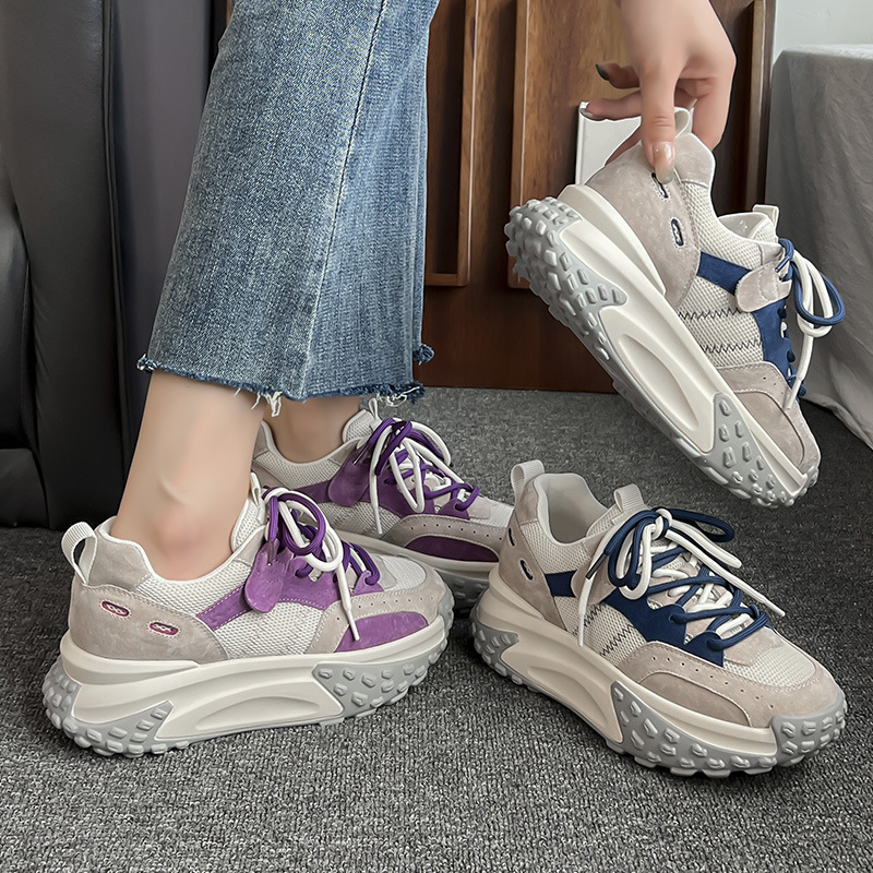 Zapatillas Augusden de suela gruesa para mujer, modelo nuevo primavera 2026, estilo universitario, zapatillas casuales de malla que estilizan, a la moda.