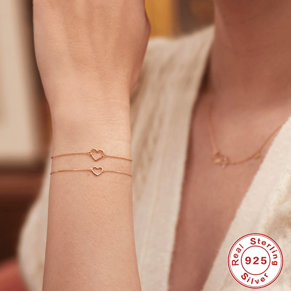 Plating Design 925 Sterling Silver Cable Chain Bracelets Simple Style