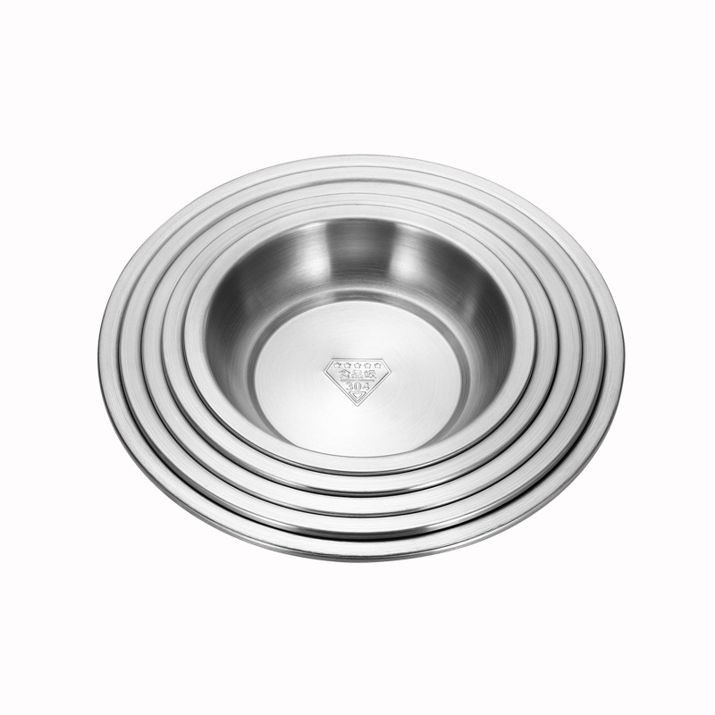 Disco de acero inoxidable plato plano del hogar Placa de ingredientes plato de aceite de restaurante 304 engrosada placa de acero inoxidable al por mayor