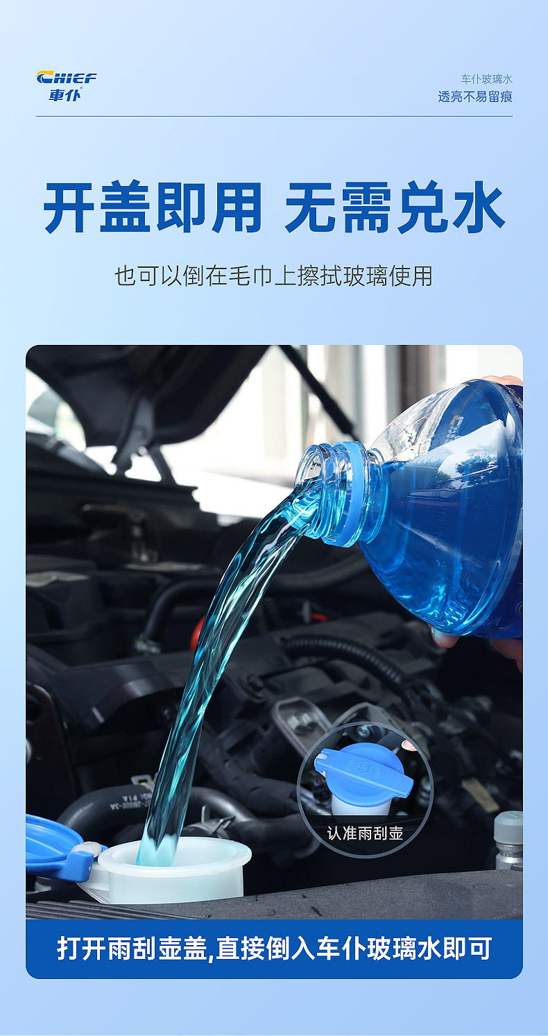 Car Cleaning Glass Cleaner Large Bottle, Antifreeze, -15 Degrees, Blue Bottle, New Windshield Washer Fluid, Car Cleaning, Insect Remover, Wiper