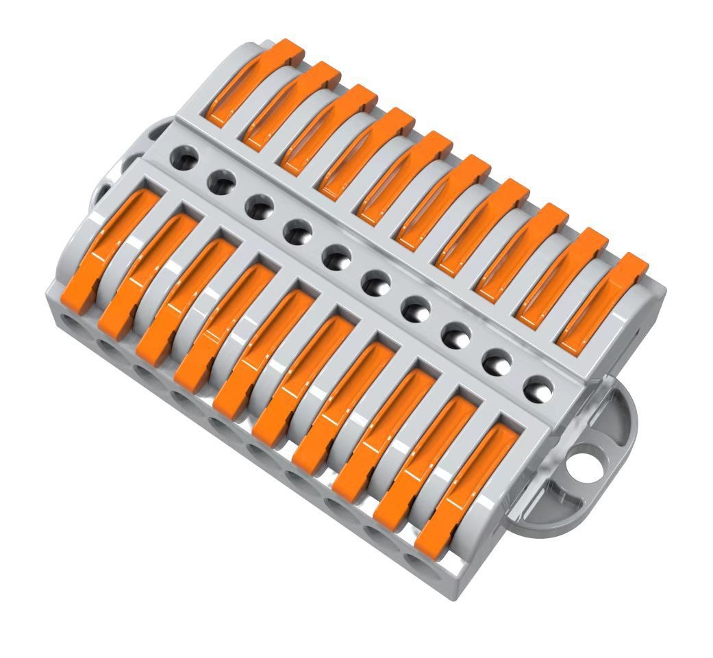 El divisor de cable del conector rápido tiene orejas para facilitar la fijación de cables duros blandos, terminales universales, dos en dos y dos en cobre puro