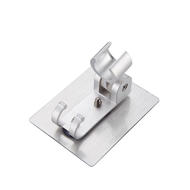 No Punching Electroplated Shower Base Bathroom Shower Adjustable Nozzle Self-Adhesive Aluminum Bracket Punched Hook Holder