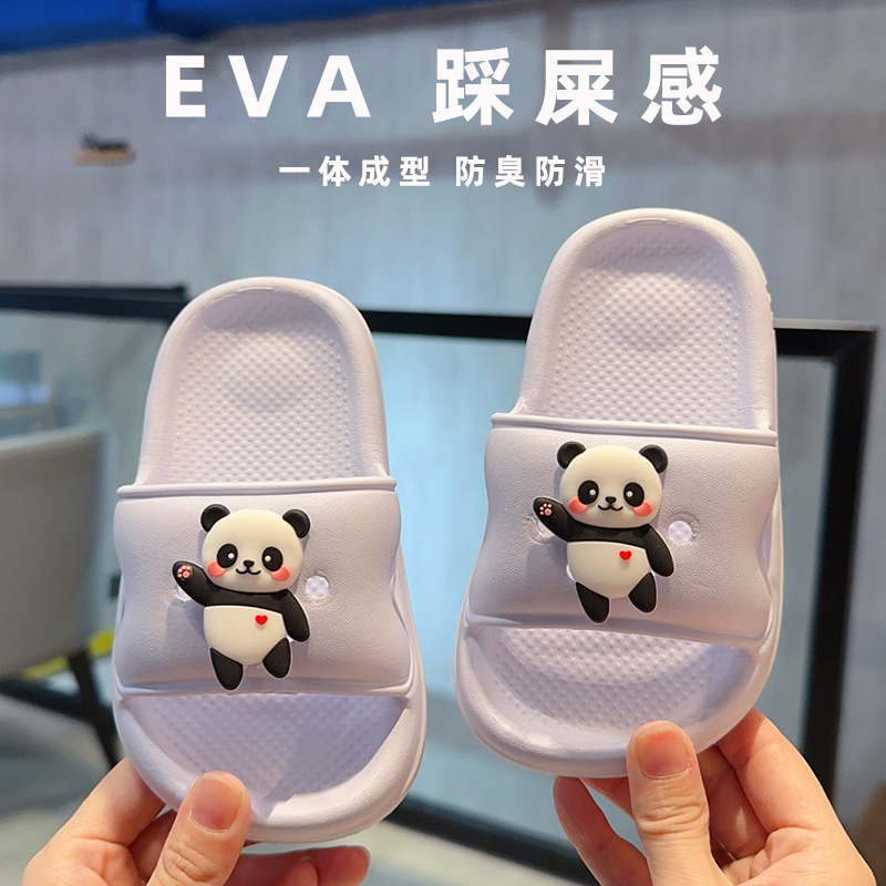 New Chinese Style Panda Children's Slippers Lightweight Eva Indoor Bathroom Odor-Resistant Non-Slip Soft Sole for Older Children