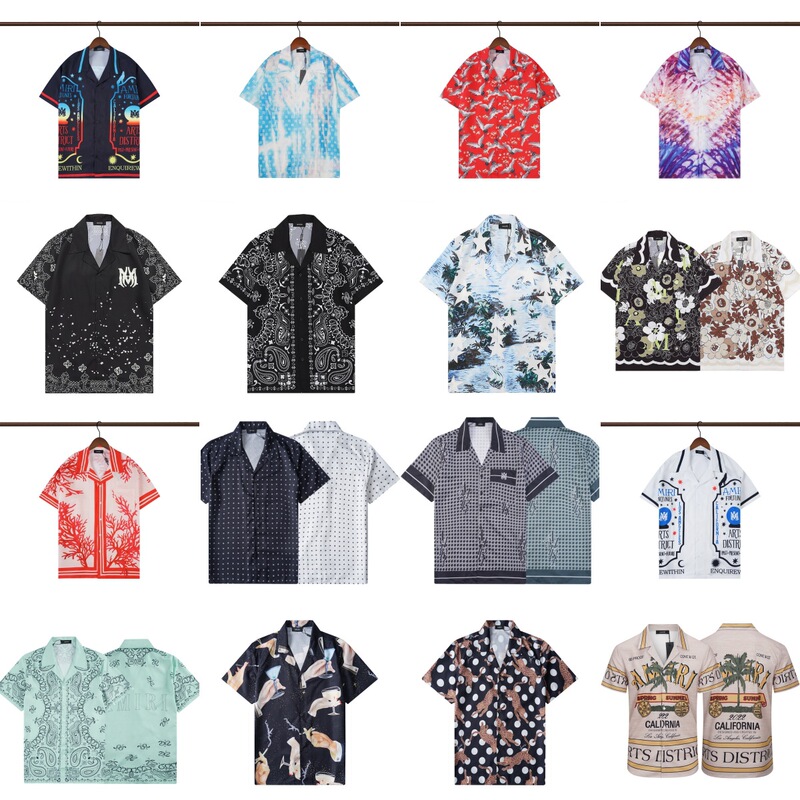 A variety of men's shirt spring and summer shirt European and American AMIRI short sleeve printed beach loose shirt cardigan short T-shirt A variety of men's shirt spring and summer shirt European and American AMIRI short sleeve printed beach loose shirt cardigan short T-shirt