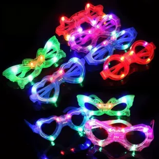 Детские светящиеся очки с LED звёзды и сердечки пластик
