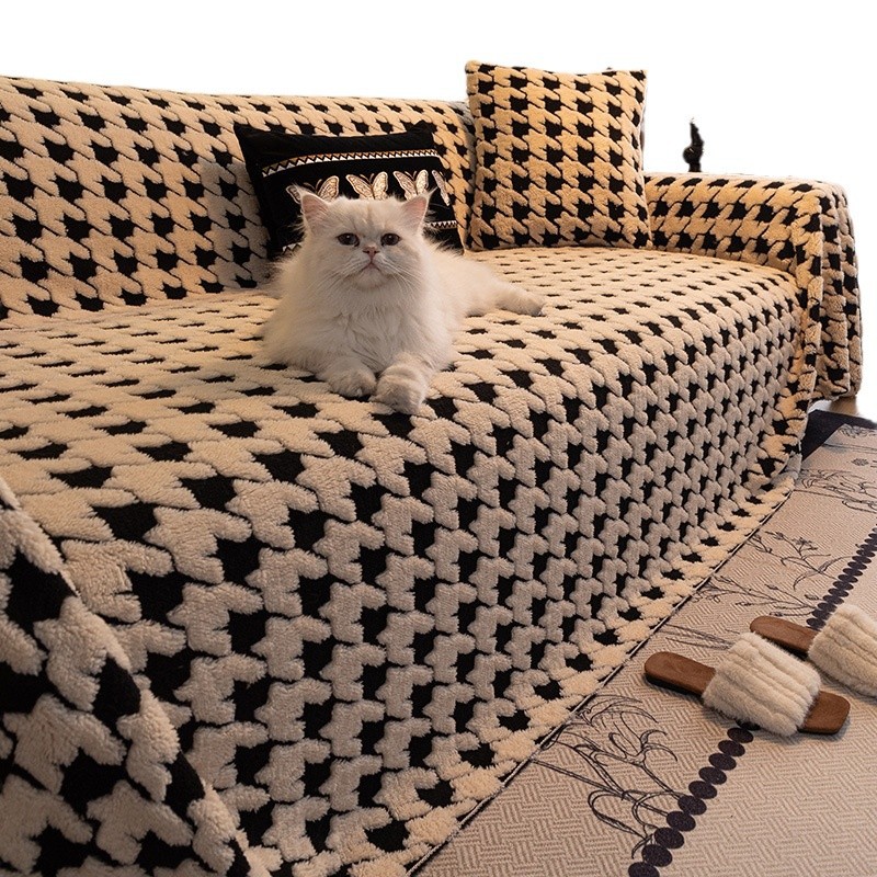 Otoño y invierno de peluche sofá cojín de tela 2024 nueva cubierta de una sola cubierta toalla de sofá mantas anti-gato arañazo