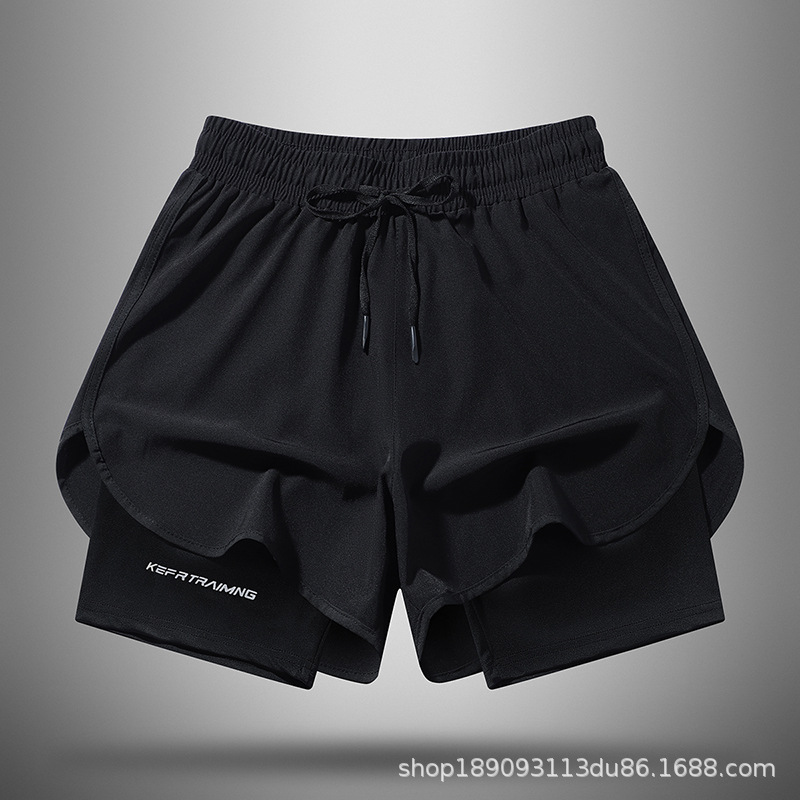 Fake Two-Piece Sports Shorts, Anti-Exposure Double-Layer Three-Quarter Shorts, Breathable Running Shorts for Men and Women, Outdoor Fitness Shorts