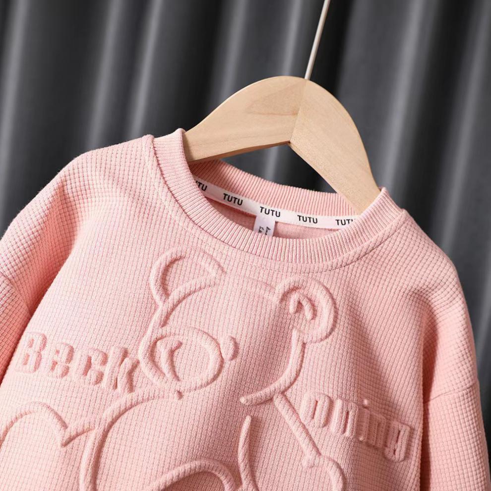 Ensemble sweat à capuche et pantalon motif ours pour fille_voghion.com