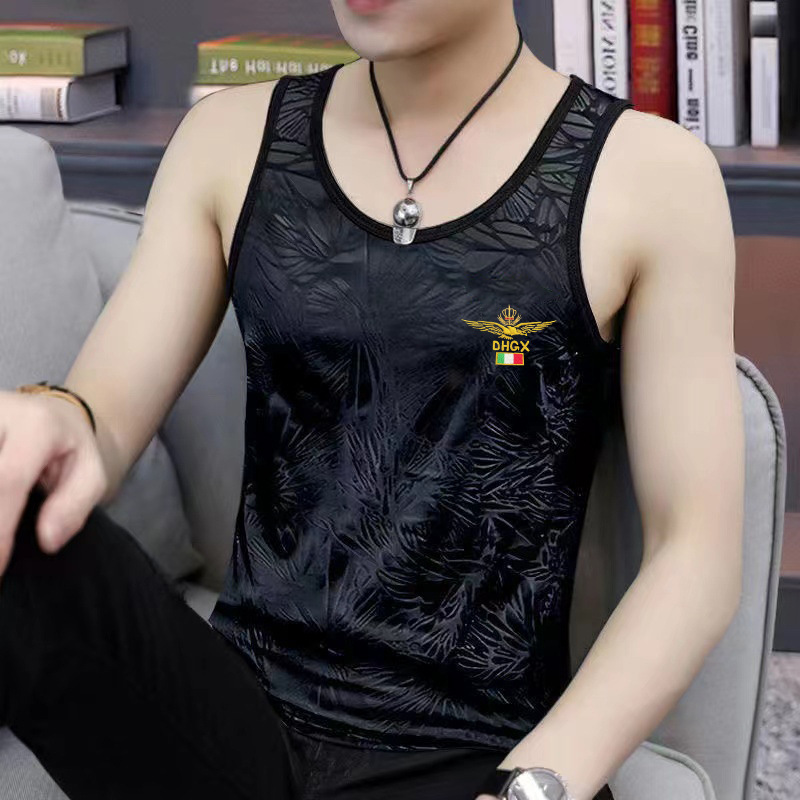 Ice Silk vest men's summer thin sports fitness quick-drying breathable Men's undershirt slim waistcoat sleeveless vest