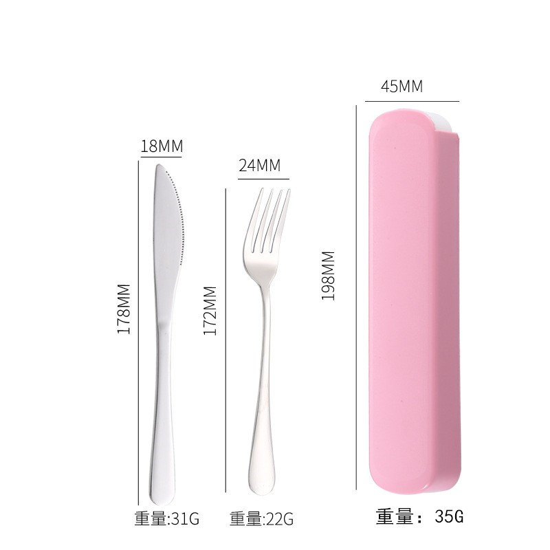 Juego portátil de cubiertos de acero inoxidable, incluye cuchillo, tenedor y cuchara, ideal para estudiantes o camping