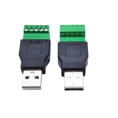 Nickel-plated USB male to green terminal adapter USB extension terminal converter 5pin terminal no soldering required