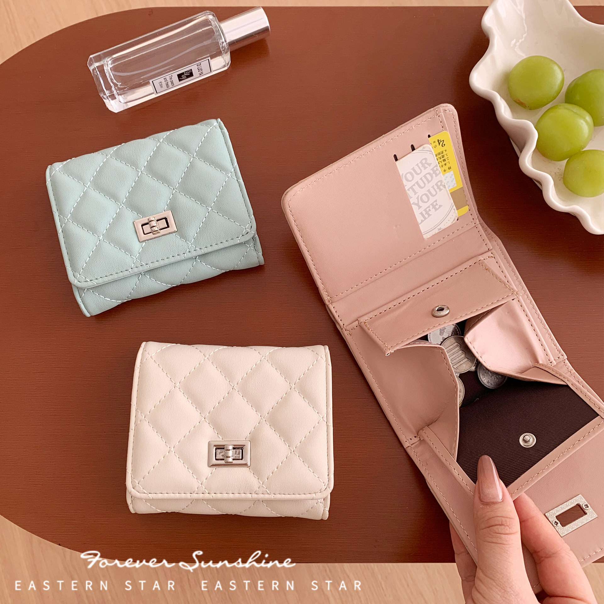 ¡Xiao Xiangfeng Caibu! Cartera de mujer moda coreana pu bolso de cambio multi-tarjeta bolso de tarjeta sensación de cartera para mujeres