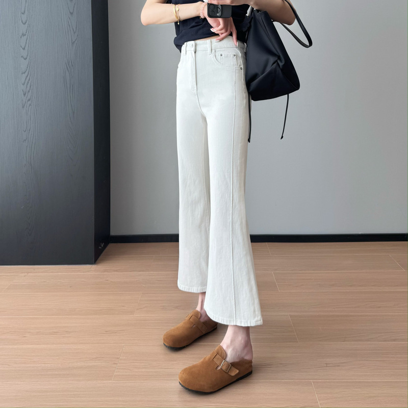 The King Bomb Pants Type! Four-Way Stretch Slimming Look and Taller 20225 Spring and Summer Petite Nine-Point Micro-Flared Jeans 021