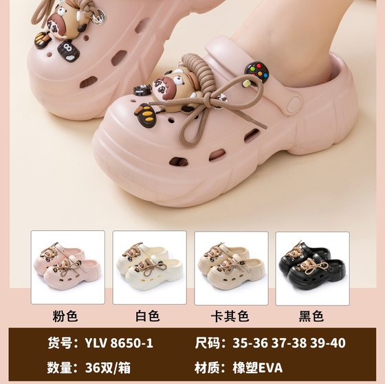 Cute little girl strap cartoon hole shoes fashion trend Baotou breathable soft bottom non-slip sandals summer women