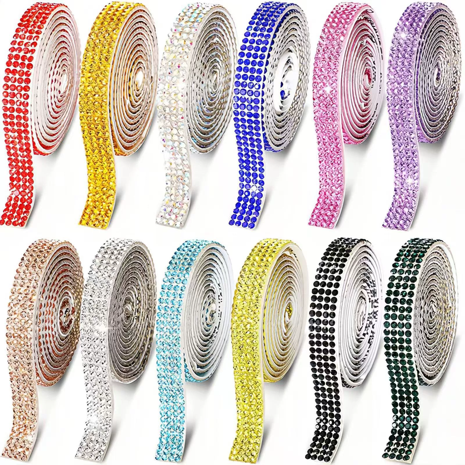 Rhinestone Self-Adhesive Strips, 50 cm Decorative Diamond Tape, multiple row options