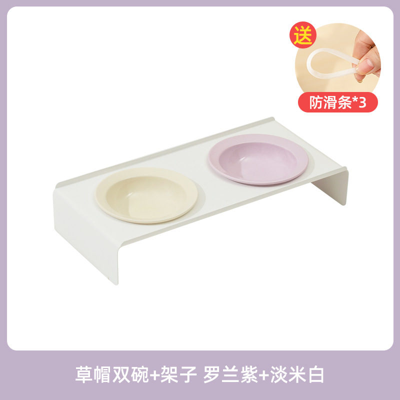 Platillo volante de cerámica sombrero de paja para mascotas tazón de gato y perro cuenco Corea del Sur BD protección cervical antidetonantes bebedero comida doble tazón