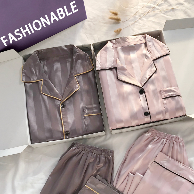 Pijamas de pareja para mujer en primavera y otoño, ropa de dormir de seda de manga larga para hombre, nueva colección 2025, tallas grandes.