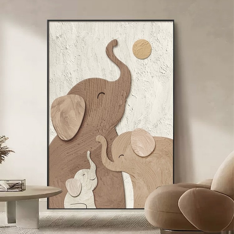 Modern Light Luxury Elephant Living Room Decorative Painting Fantasy Texture Sofa Background Wall Hanging Painting High-End Atmospheric Entrance Mural