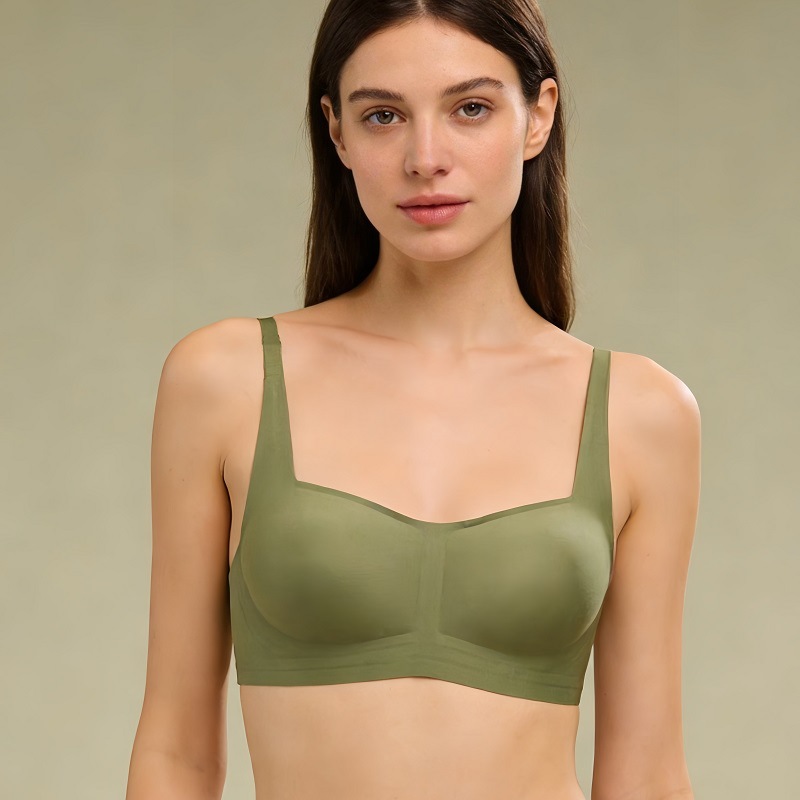 Women's Seamless Strapless Bra Foundation Smooth Soft Support Thin Jelly Square Neck Comfortable Underwear_voghion.com