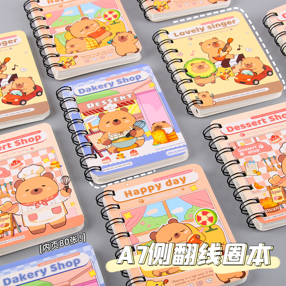 Creativo A7 bobina de flip lateral libro de palabras de bolsillo libro de cuaderno mini cuaderno A7 cuaderno al por mayor