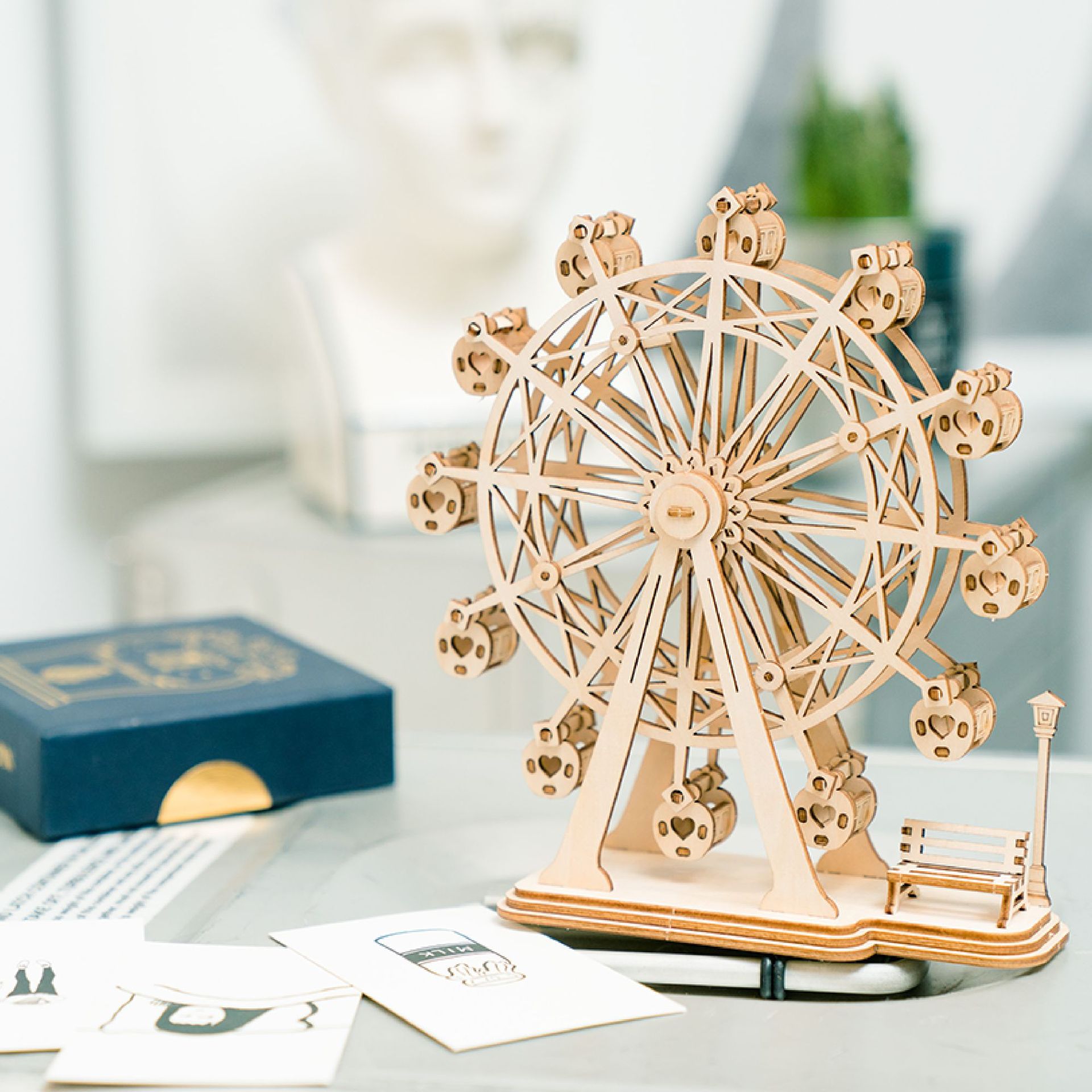 Ruozhiluo creativo tridimensional rompecabezas hecho a mano de madera bricolaje montado modelo de decoración de escritorio juguetes pequeños para niños