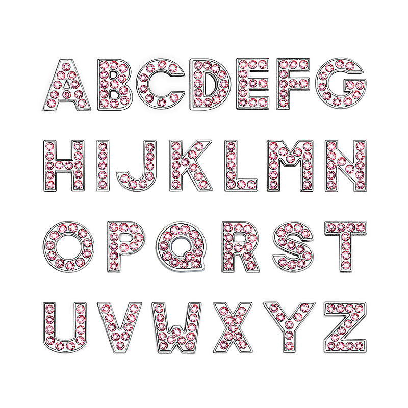 Pink rhinestone letter jewelry alloy beads diy personality bracelet key chain jewelry accessories Pink rhinestone letter jewelry alloy beads diy personality bracelet key chain jewelry accessories