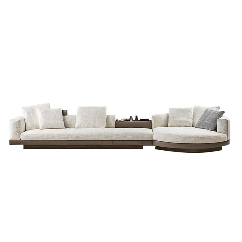 Sofá de sala de estar minimalista italiano combinación de muebles de villa de alta gama, capa plana de tela de lujo ligera, sofá de esquina conjunto
