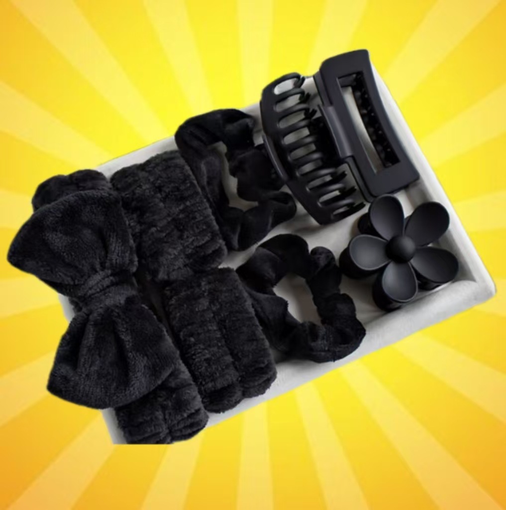 Correa para el cabello suave, tocado, lazo, lavado, multicolor mate mate, clip de agarre grande, anillo para el cabello elástico, juego de 16 piezas