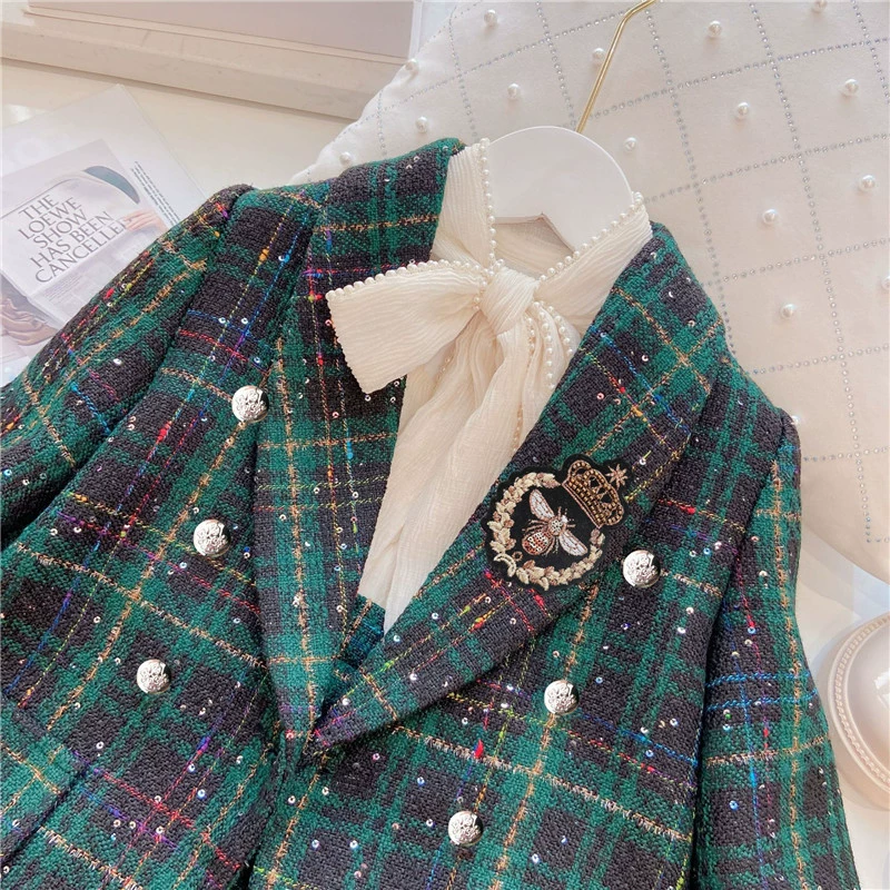 Spring set, children's jacket, Chanel style, Korean style