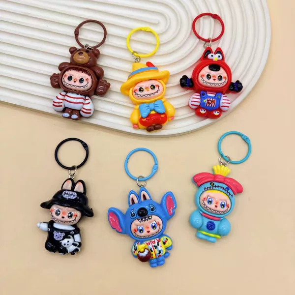 Large Cartoon Cross-Dressing Plush Doll DIY Resin Keychain Pendant Cute Girly Heart Bag Accessory Wholesale