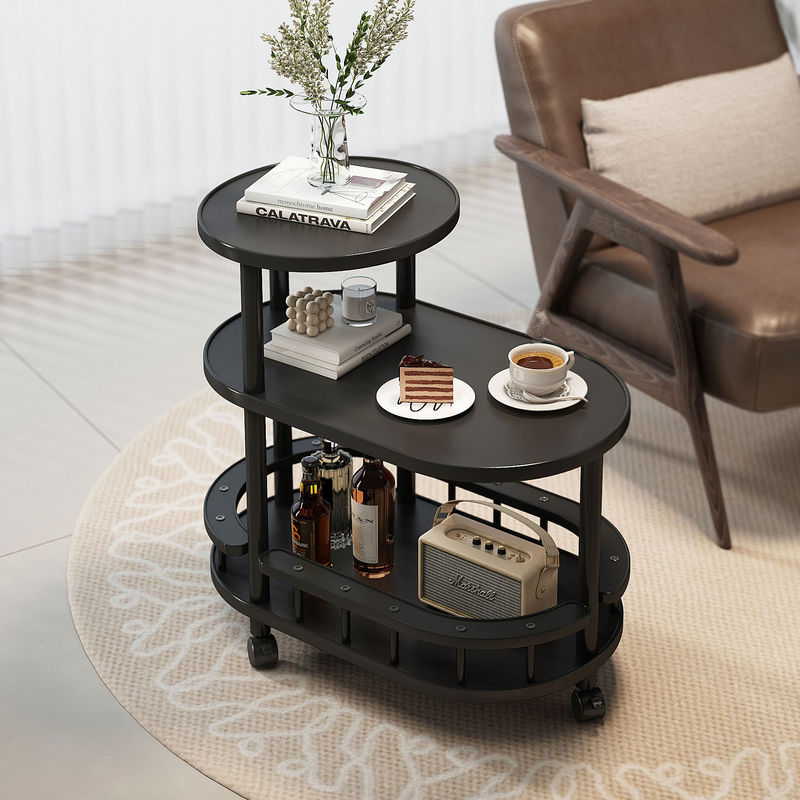 Sofa Side Table, Small Trolley, Movable Coffee Table, Small Table, Side Cabinet, Living Room 2024 New Style, Mid-Century Style Storage Rack
