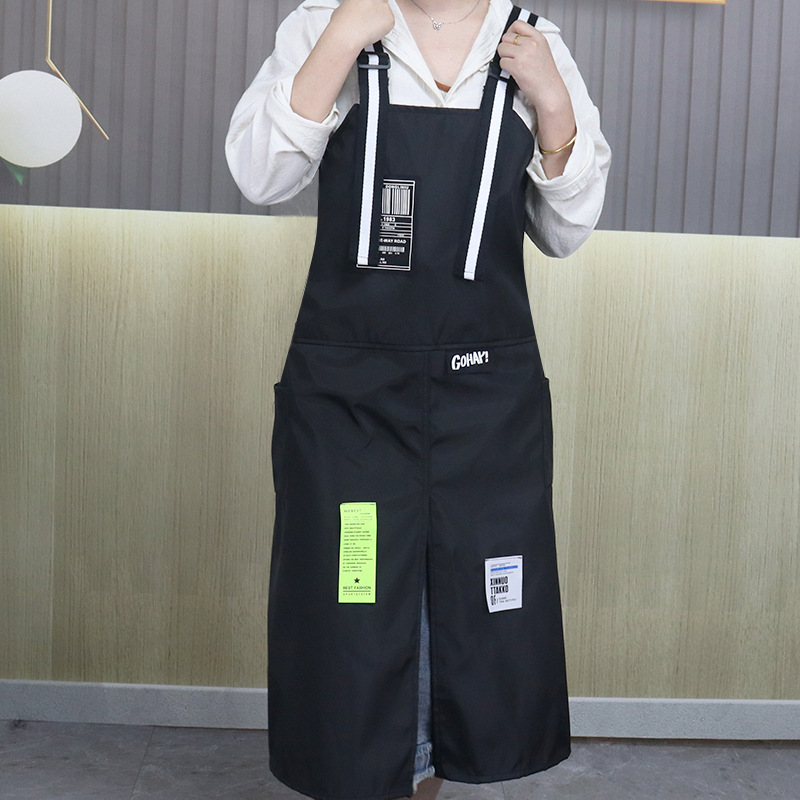 Delantal impermeable transfronterizo bifurcado blusa larga sin mangas nueva celebridad de Internet versión coreana de la marca de moda barbero ropa de trabajo delantal