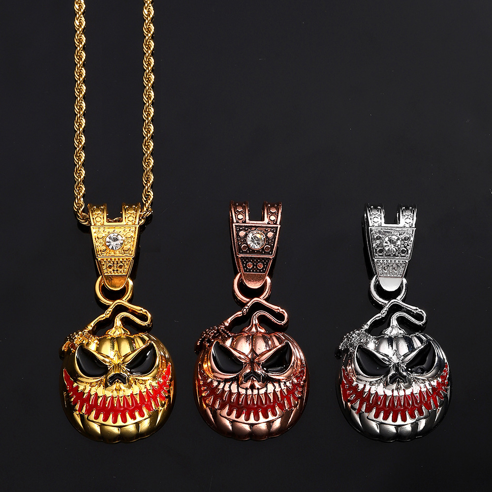 Europa y los Estados Unidos transfronterizos calabaza calavera aleación colgante de goteo personalidad exagerada collar de hombre fábrica al por mayor