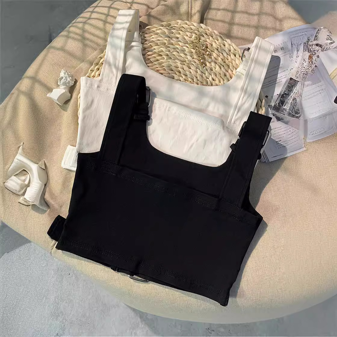 Las niñas Negro ombligo expuesto ropa de trabajo Jazz desgaste exterior camisola niños desgaste exterior sexy Top corto nueva generación de pelo