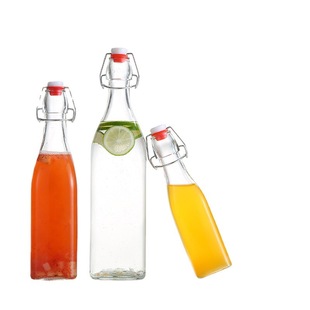 Factory wholesale square round empty wine bottle household snap seal beverage bottle enzyme bottle milk bottle juice bottle
