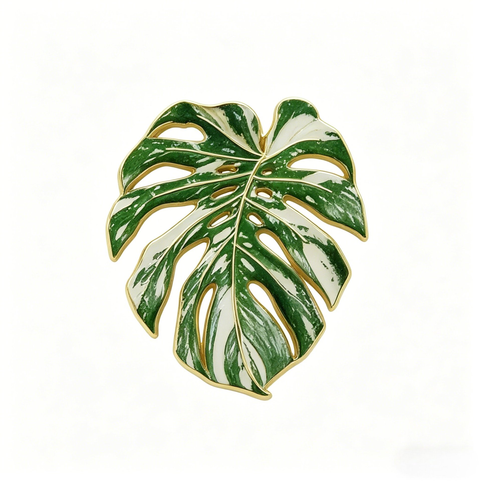 Plantas tropicales broche de color hoja de bambú de espalda insignia de aleación pin ropa bolsas de lápiz accesorios mochilas al por mayor en stock