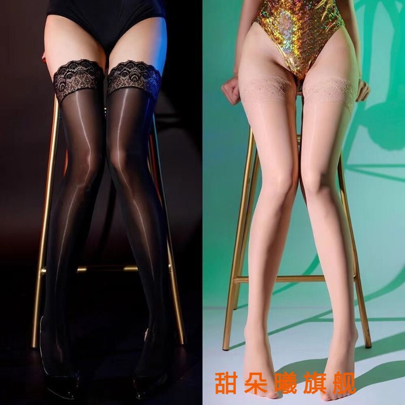滑り止め孔雀柄912針薄手8D馬油ソックス ロング丈ニーハイソックス オイル光沢ソックス 純情系風鬼Sy|undefined