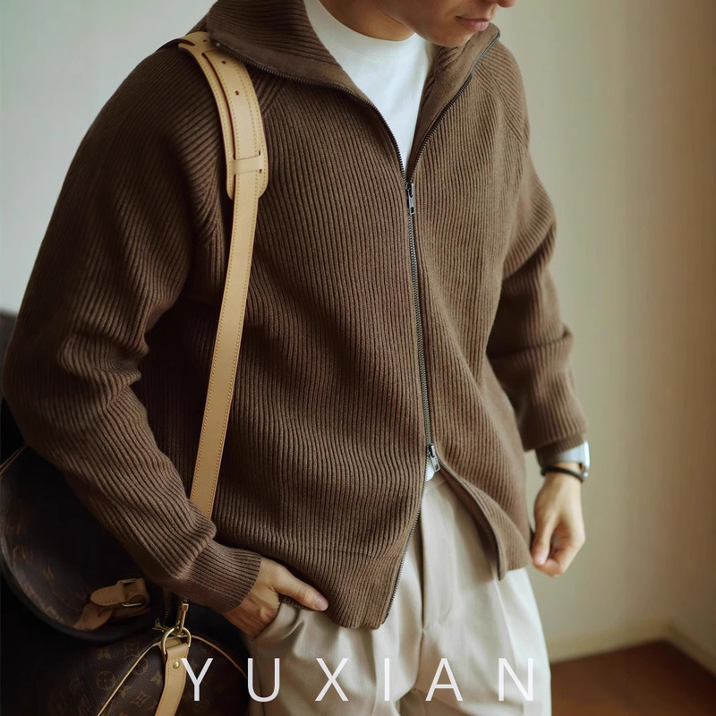 Light Mature Casual Knitted Cardigan Sweater Men's 2024 Autumn and Winter New Loose Fashionable Zipper Jacket Top Light Mature Casual Knitted Cardigan Sweater Men's 2024 Autumn and Winter New Loose Fashionable Zipper Jacket Top