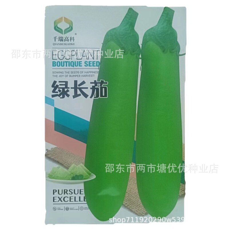 Green Long Eggplant Seeds Are High-Yielding and Sown in All Seasons. Green Eggplant Green Long Eggplant Seeds Farm Green Skin Spring and Autum