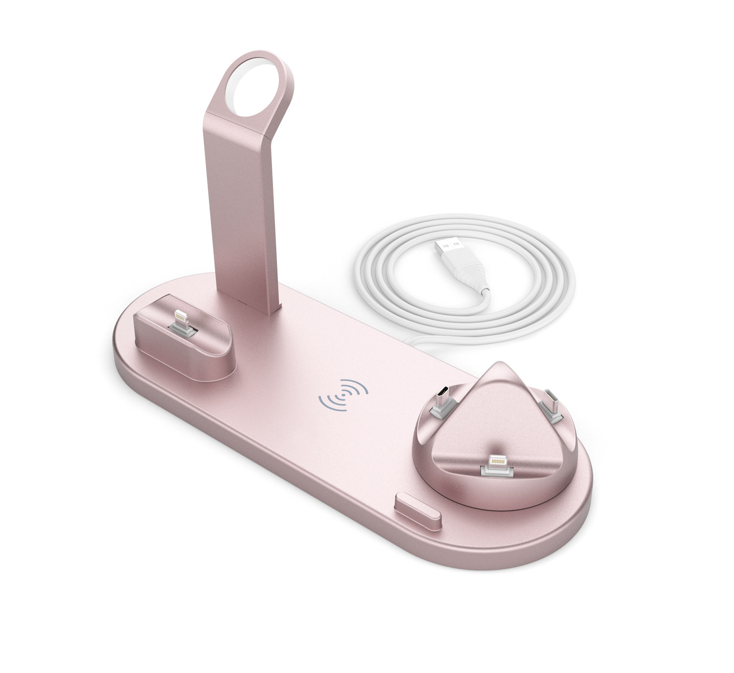 Soporte de carga de escritorio vertical del teléfono Móvil 15W del cargador inalámbrico multifuncional universal directo de la fábrica seis-adentro-uno con el USB