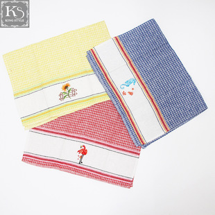 Cross-border wholesale foreign trade for heavy weight thick absorbent creative embroidered cotton tea towel tea cloth cup towel