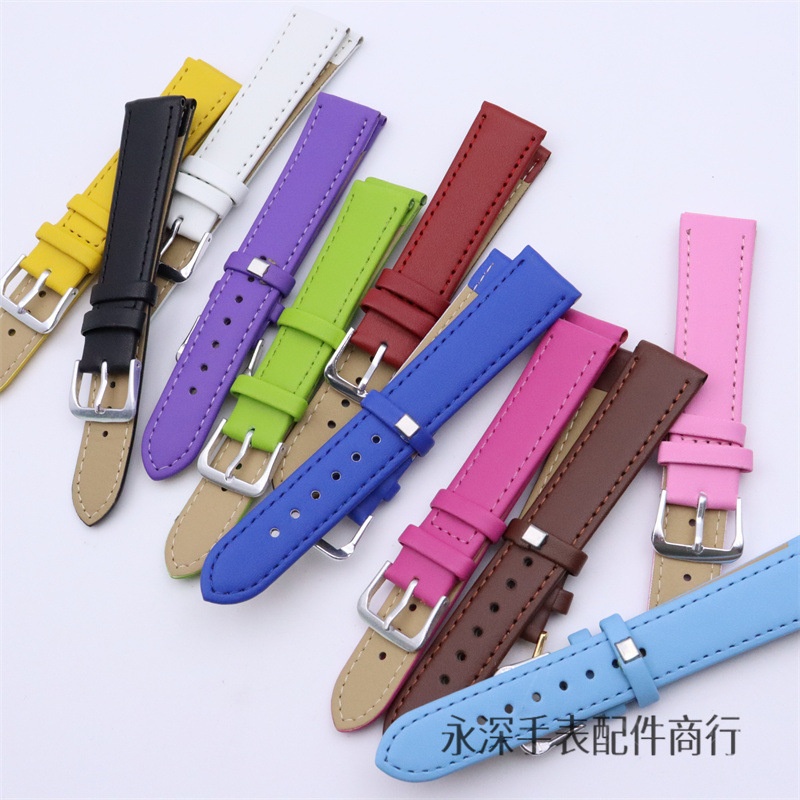 Accesorios de reloj para hombres y mujeres correa de cuero universal de siete colores correa de cuero PU correa de reloj de estudiantes correa de cuero correa de reloj