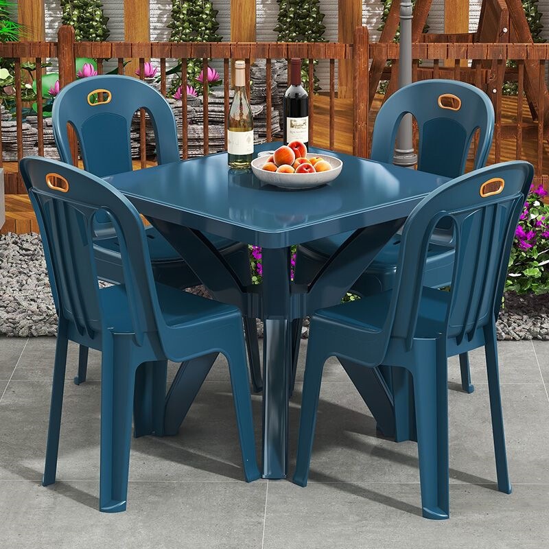 Table and Chair Set for Tea Restaurant, Outdoor Plastic Thickened Table and Chairs for Courtyard, Non-Slip Outdoor Night Market Chair with Backrest Table and Chair Set for Tea Restaurant, Outdoor Plastic Thickened Table and Chairs for Courtyard, Non-Slip Outdoor Night Market Chair with Backrest