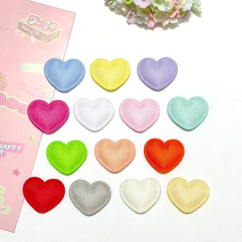 Ultrasonic Embossing 2.5cm Macaron Color Fabric Heart DIY Accessory Parts Clothing Hairpin Material
