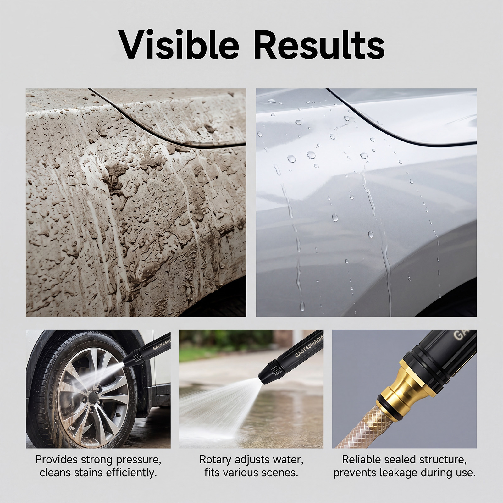 High-Pressure Car Wash Water Gun for Daily Household Use, Cleaning Car Residue and Stains, Portable High-Pressure Water Flow Car Wash Water Gun