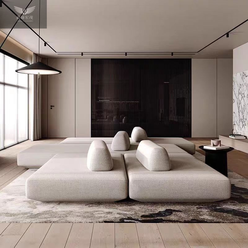 Sofá modular apartamento pequeño combinación libre salón horizontal de doble cara sala de estar isla cuadrado sin apoyabrazos sofá de tela de respaldo