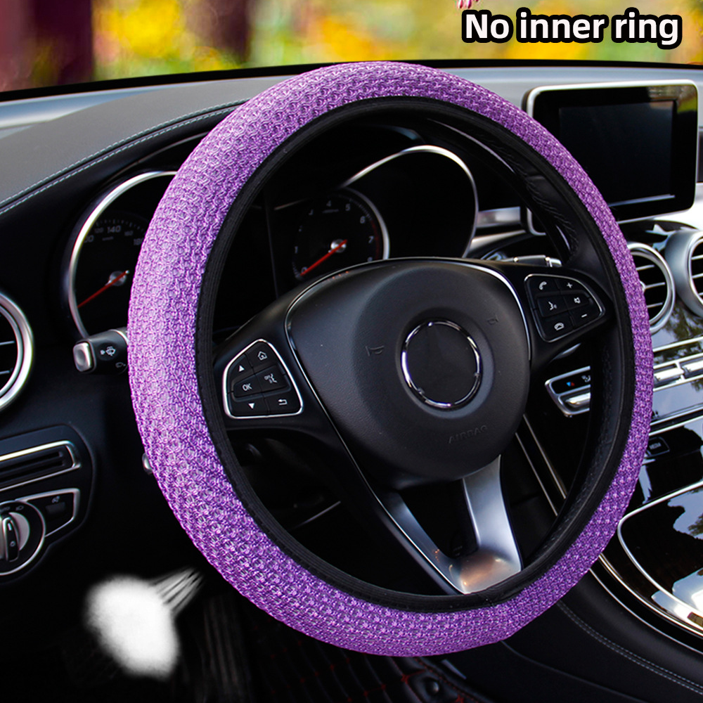 Sin anillo interior núcleo Red de seda de hielo elástico cubierta del volante del coche transpirable cómodo Four Seasons cubierta de la manija comercio transfronterizo AliExpress